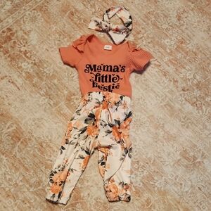 Mamas Little Beatie Floral Peach Baby Set